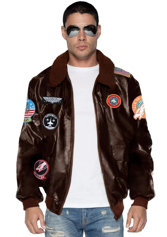 Leg Avenue Men's Official Licensed Top Gun: Maverick Bomber Jacket, Brown, Small - Image 1
