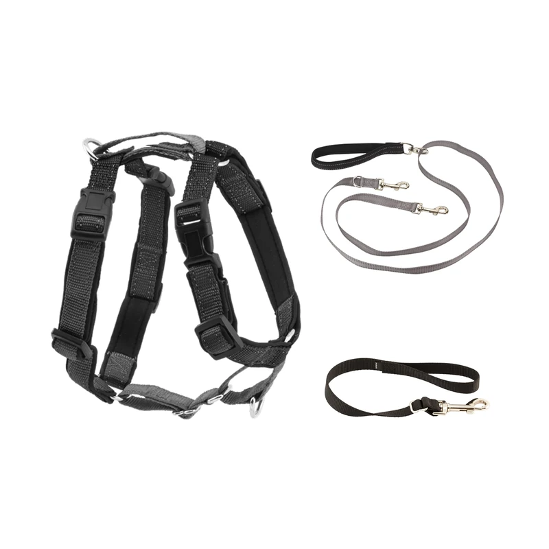 PetSafe 3 in 1 Harness with Two Point Control Leash, No-Pull Harness, Large, Black,