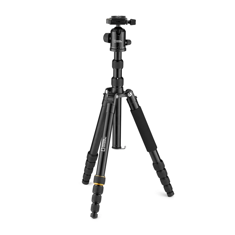 NATIONAL GEOGRAPHIC NGTR002T Aluminium Travel Tripod Set with Monopod, 5 Piece Legs, Twist Locks, Load 8kg, Carry Case, Ball Head, Quick Release