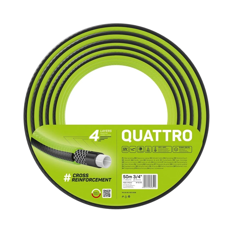 Cellfast QUATTRO Garden Hose, Green, 3/4"
