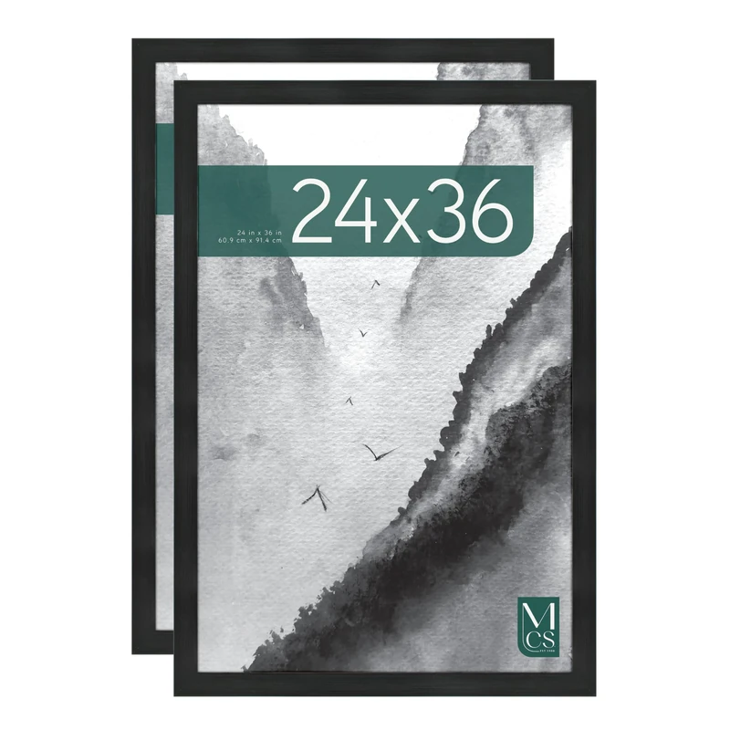 MCS 24x36 Inch Museum Poster Frame, Onyx Woodgrain, Set of 2