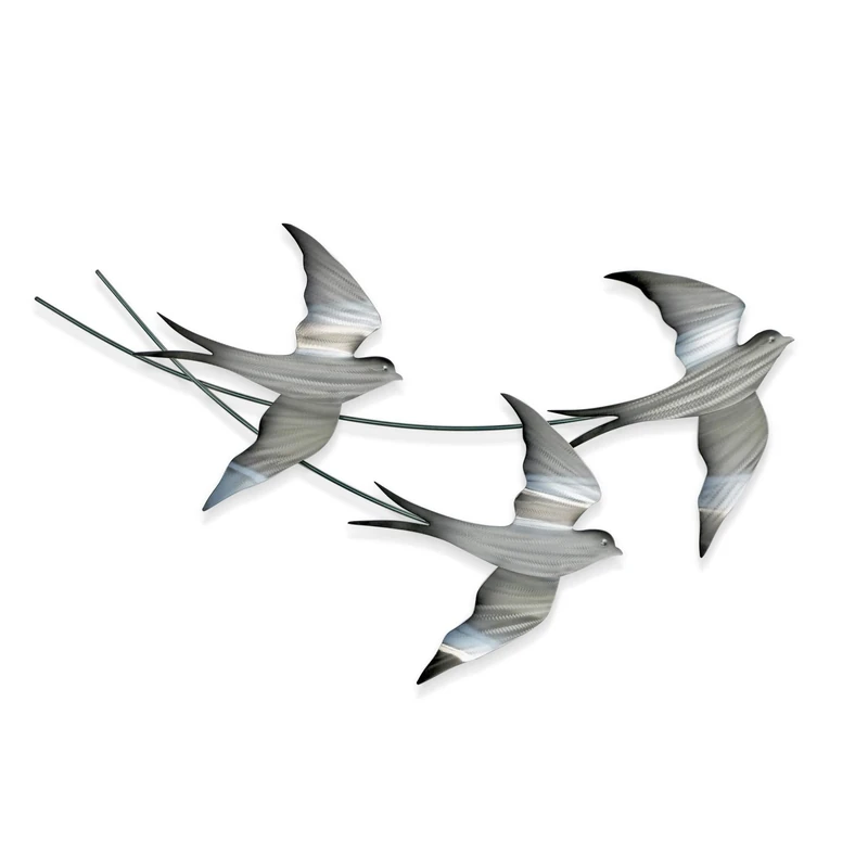 T.I. Design Swallows in Flight Contemporary Metal Birds Wall Decor