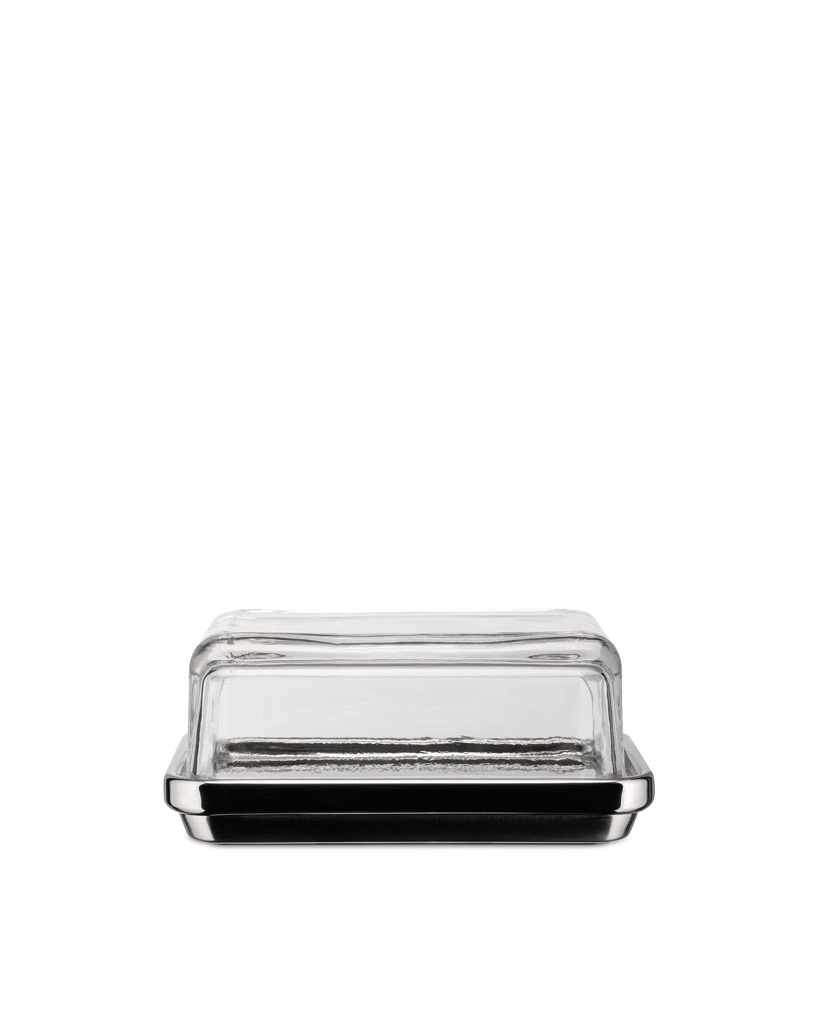 Alessi ES03 Es03-Design Butter Dish with Lid Glass, Mirror Polished, Steel