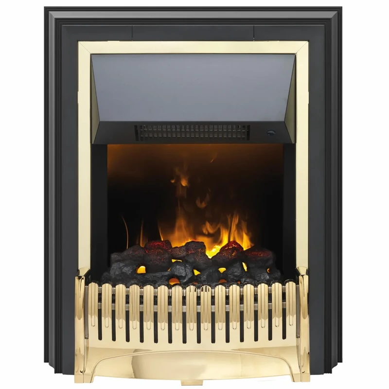 Dimplex Ropley Optimyst Water Vapour Freestanding Electric Fire, Real Flame Effect, Brass Fireplace, Coal Fuel Bed, 1000W/2000W Fan Heater, Energy Efficient Flame Only, Thermostatic, Remote Control
