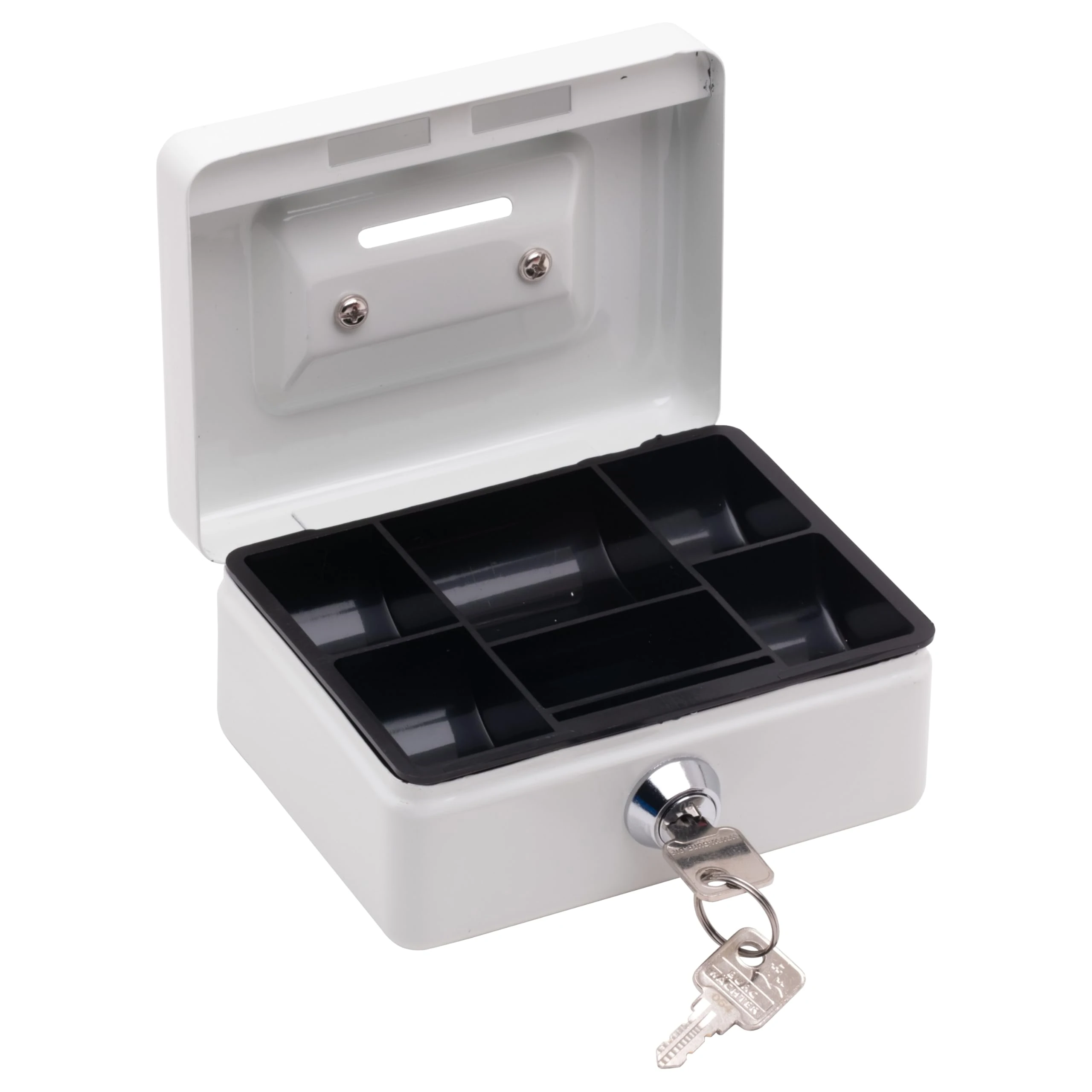 Burg-Wächter lockable cash box with key, slot and coin insert, small, sheet steel, Money 5012, white