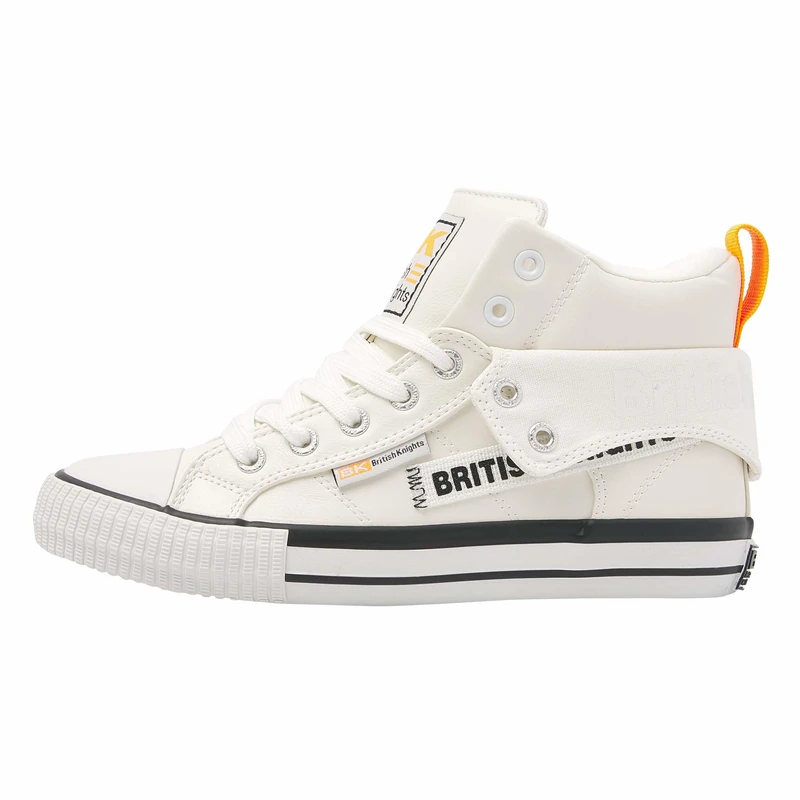 British Knights Women's Roco Tag Sneaker, White/Neon Orange, 3.5 UK