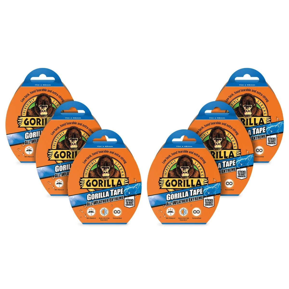 Gorilla Tape All Weather Extreme Black 48mm x 11m (Pack of 6)