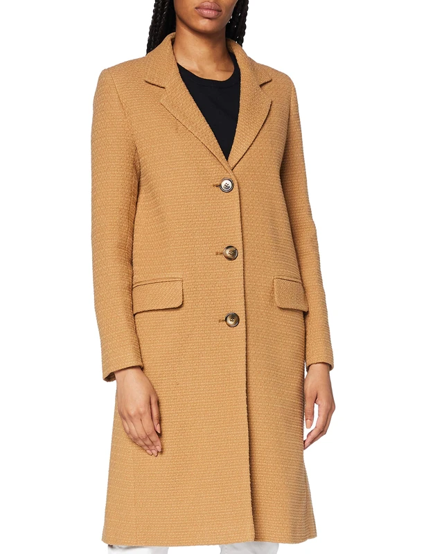 HELENE BERMAN Buttoned College Coat with Pocket Flaps Brown