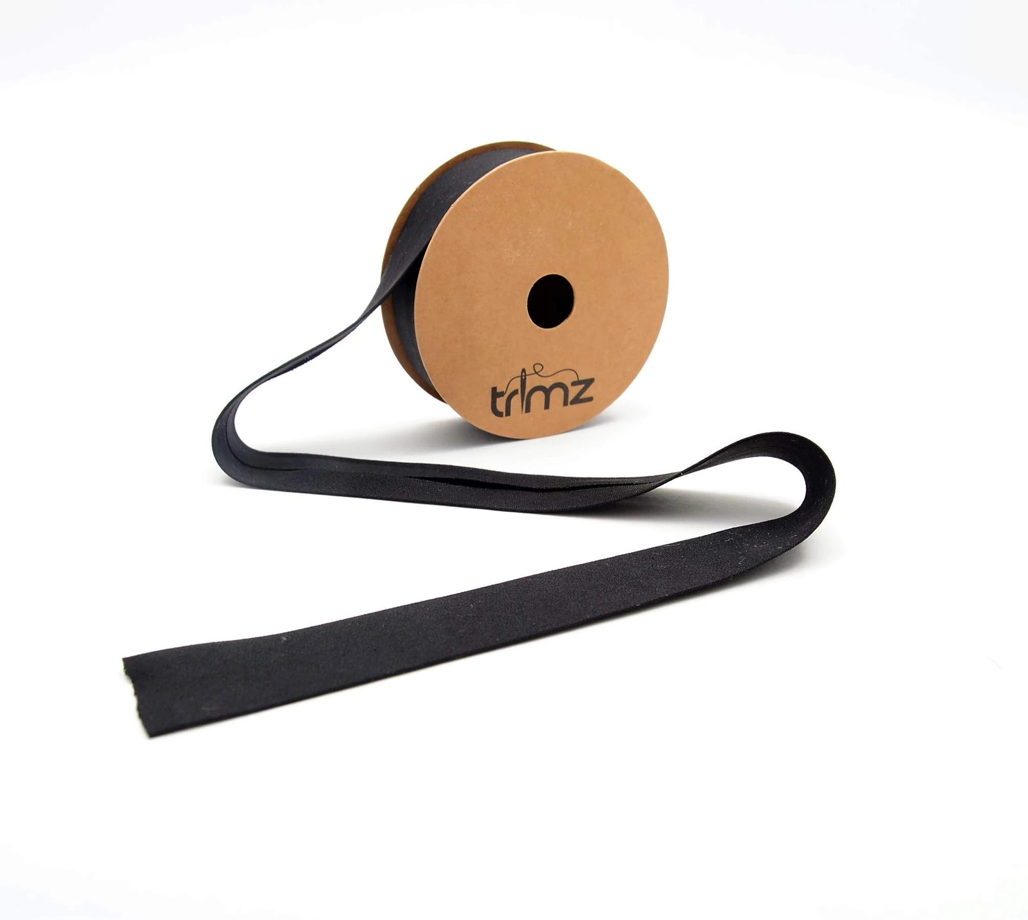 Trimz Poly Cotton Bias Binding, Polyester, Black, 5m Reel