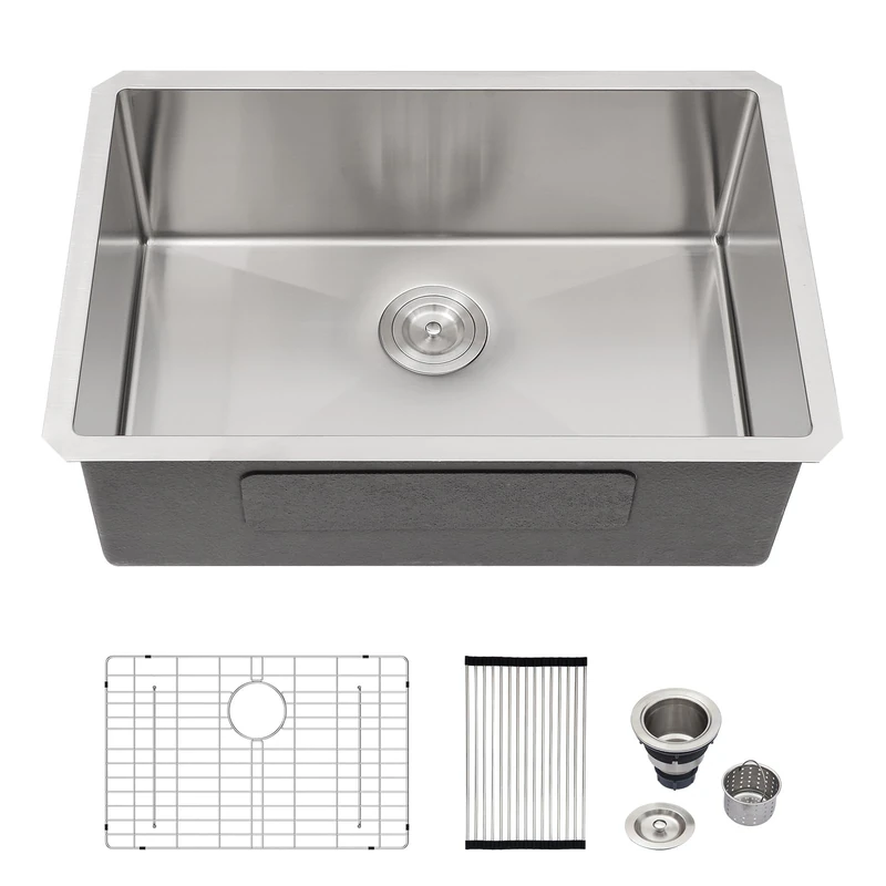 Logmey 28 Inch Undermount Kitchen Sink 28x18 Stainless Steel Sinks SUS304 16 Gauge Single Bowl deep Kitchen Sinks Under Counter Handmade Sink 28x18x9