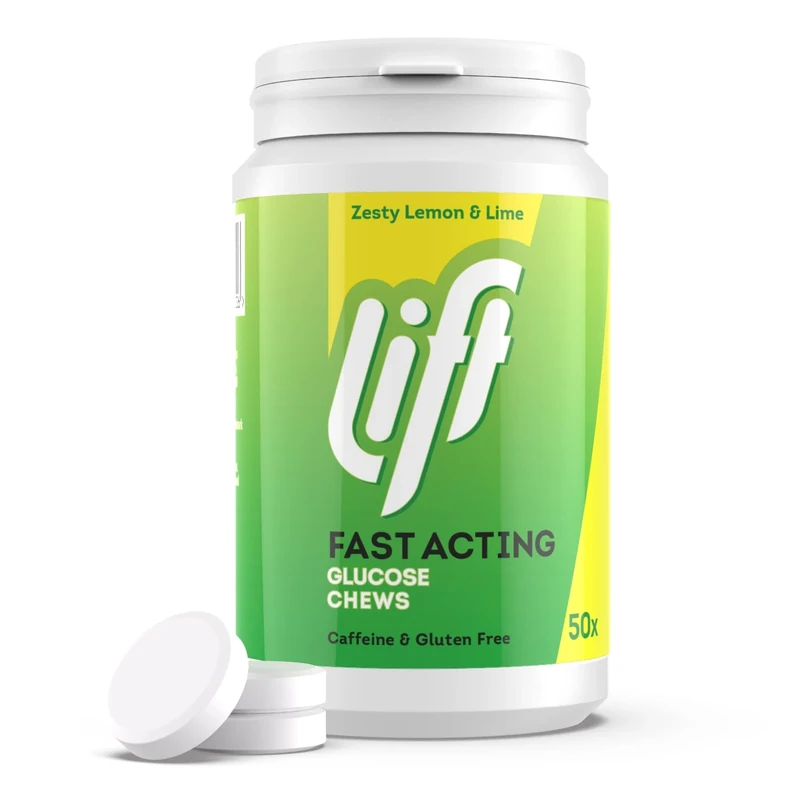 Lift Fast-Acting Glucose Chewable Energy Tablets, Lemon & Lime, 6 Pack of 50-Tablet Tubs