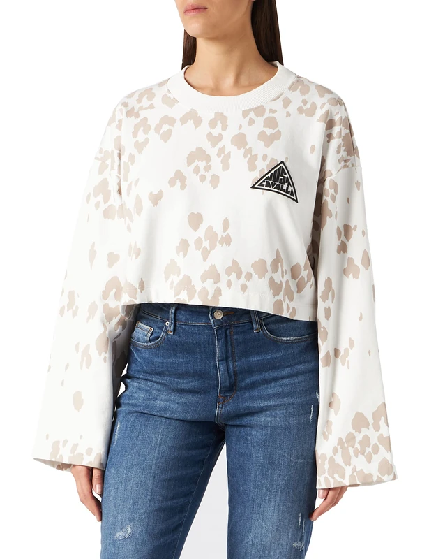 Just Cavalli Women's Felpa Sports Hoodie, 101S Off White Variant, M