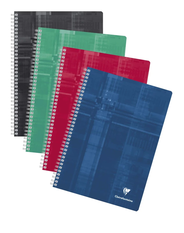 Clairefontaine 68161C - Set of 5 Spiral Notebooks - Size: A4 21x29,7 cm - 180 Seyes Ruled Pages - White Paper 90 g - Laminated Card Cover - Random Colours