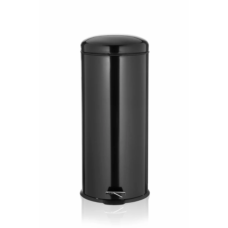 Ribelli 30 L Stainless Steel Pedal Bin with Inner Bucket, Soft Closing Waste Separation Waste Bin, Waste Bin, Waste Paper Bin, Round (Black)