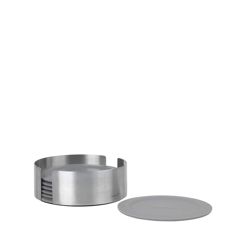 Blomus 64063 Set of 6 Coasters, 64063 Coasters, 18/8 Stainless Steel, Clear, One Size, Klar, Sharkskin - Image 1
