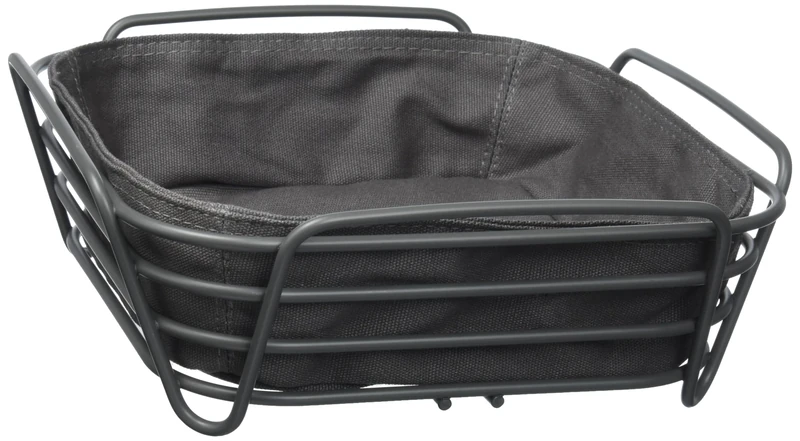 blomus - Delara Bread Basket Size L, Square, Removable Fabric Bag, Stylish Design, 26 x 26 cm, Colour Magnet (64072)