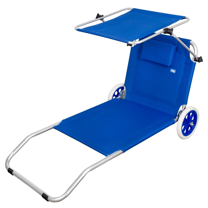 Aktive 62610 Aluminium Folding Lounger with Wheels 117 x 67 x 14/60 cm