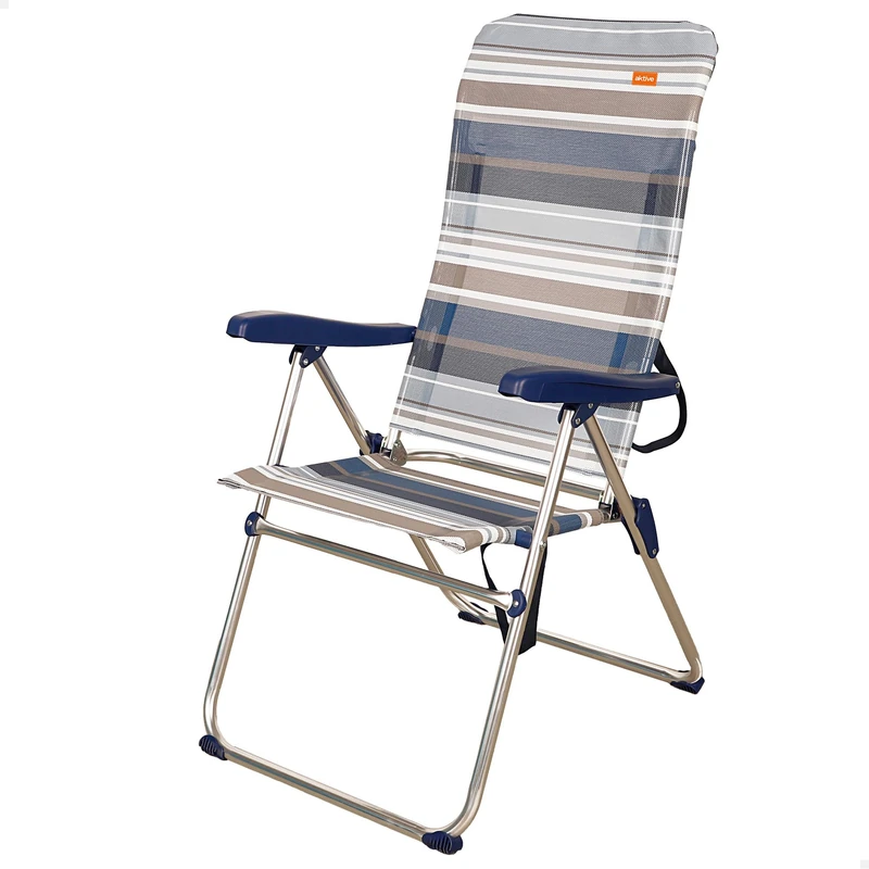 High Beach Chair Outdoor Chair with Adjustable Backrest 47x66x108 cm Seat Height 42 cm Carry Handle Non-Slip Pads Active Beach