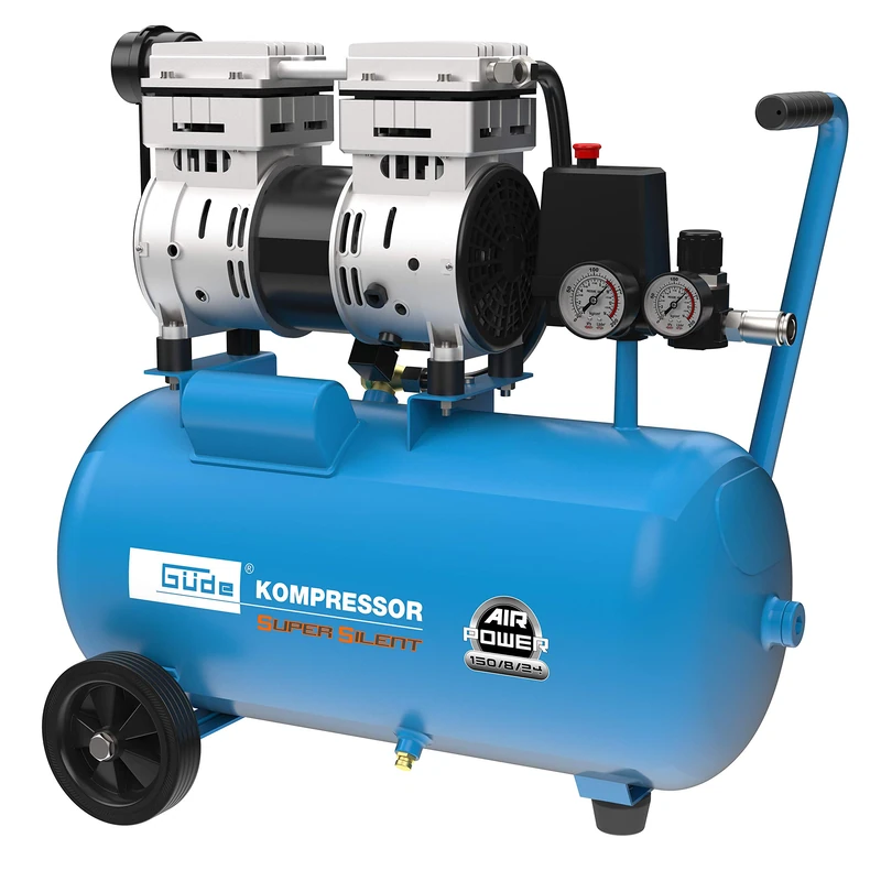 Güde 50136 Airpower 150/8/24 Silent Compressor Double Piston, Direct Transmission, 0.75 kW, 230 V, Oil-Free, 8 Bar
