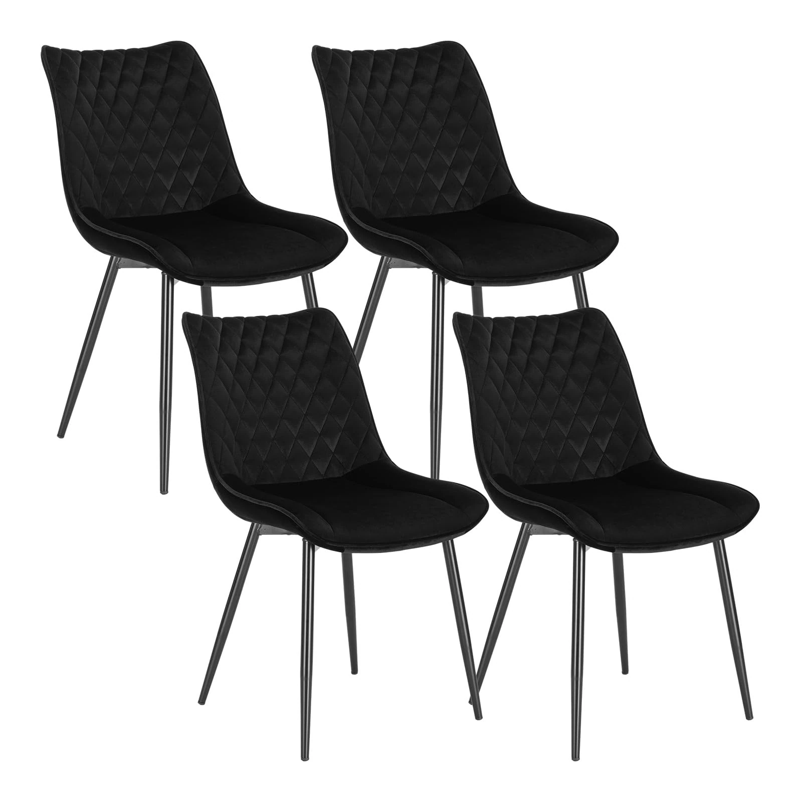 WOLTU Dining Chairs Set of 4, Velvet Chairs for Kitchen/Living Room/Bedroom, with Padded Seat and Backrest, Black