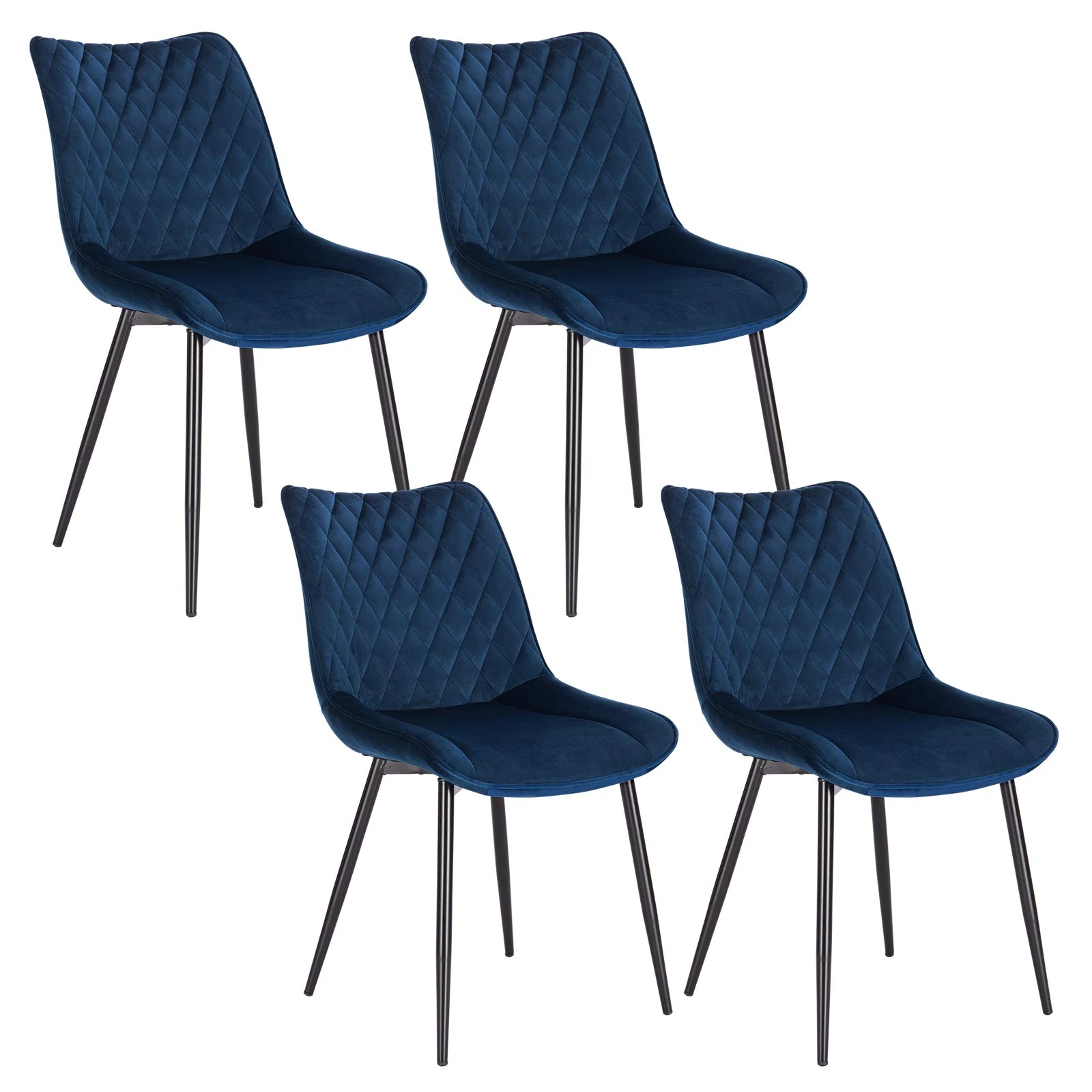 WOLTU Dining Chairs Set of 4, Velvet Chairs for Kitchen/Living Room/Bedroom, with Padded Seat and Backrest, Blue