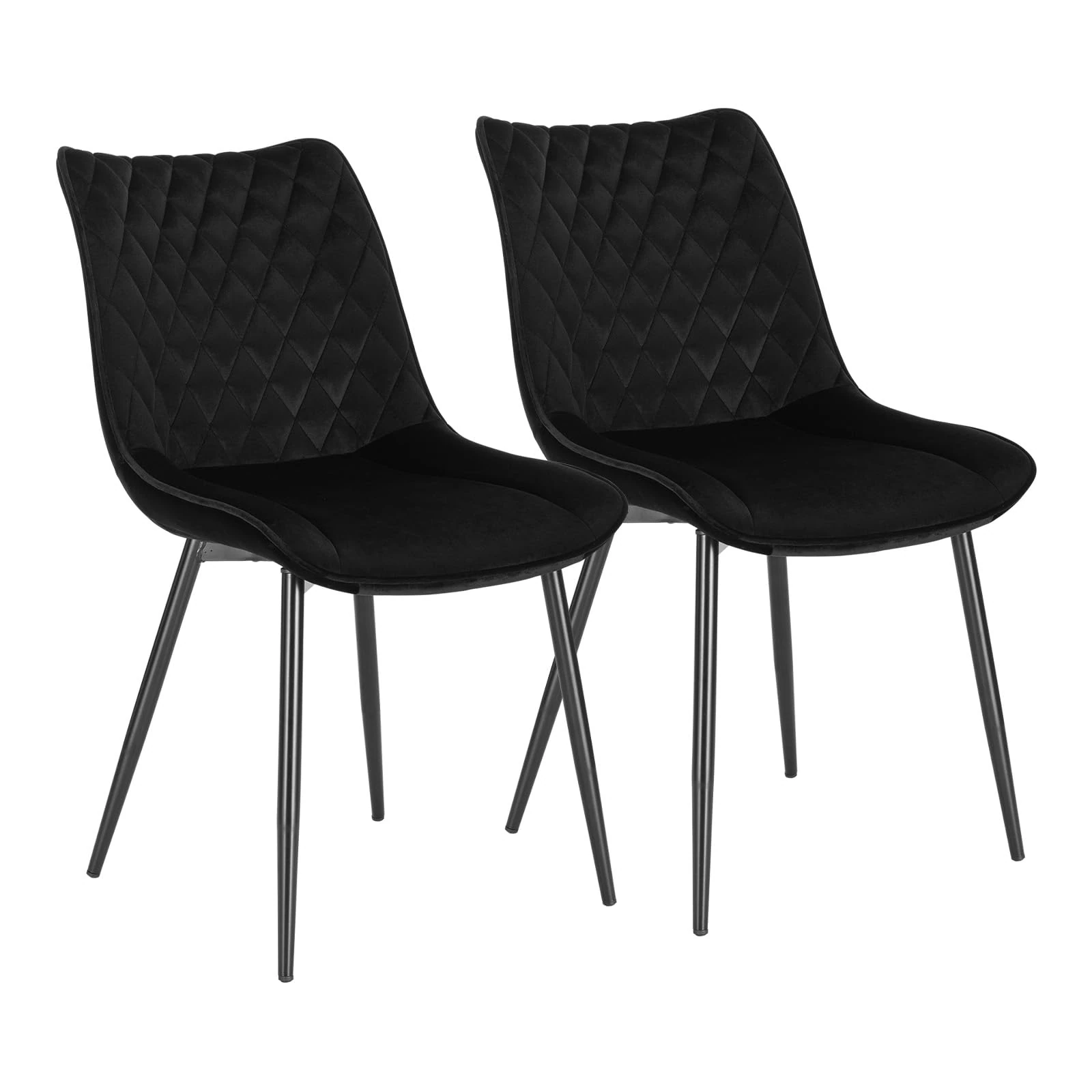 WOLTU Dining Chairs Set of 2 Kitchen Counter Chairs Lounge Leisure Living Room Corner Chairs Black Velvet Reception Chairs with Backrest and Padded Seat