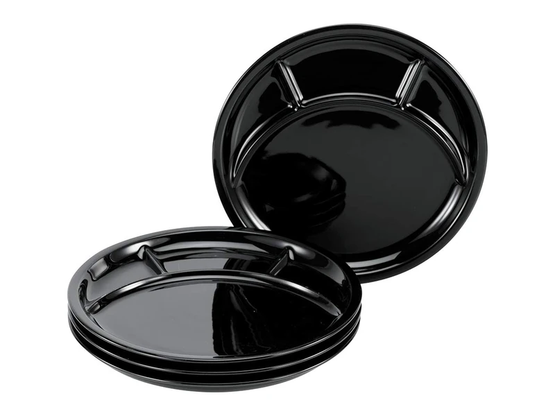 CreaTable, Black, 22921, Serie Grill Universal, Dishes Set, Fondue Plate 4 Pieces, Porcelain