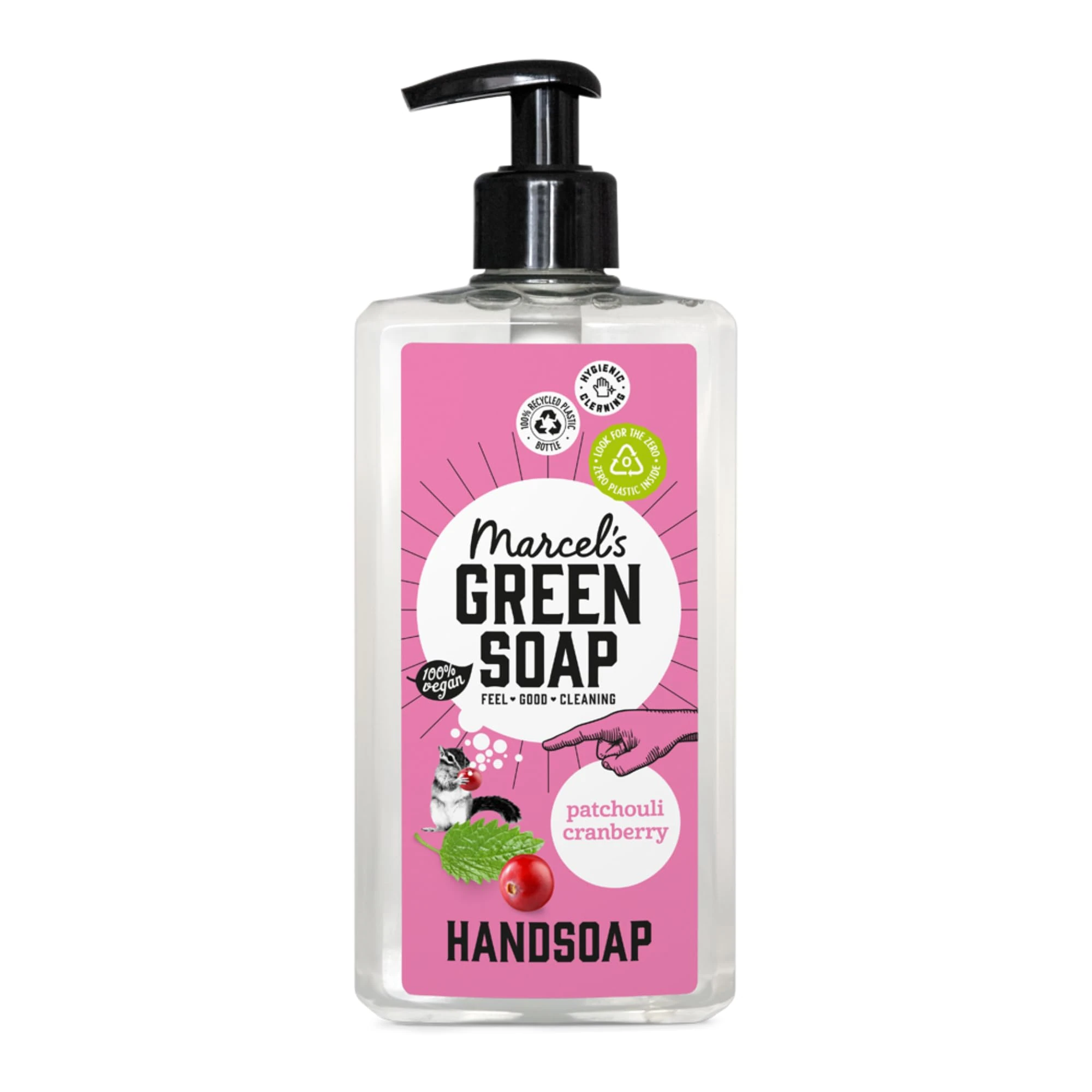 Marcel's Green Soap - Hand Soap Patchouli & Cranberry - Handwash Dispenser - Eco friendly - Vegan - 97% Biodegradable - 250 ML
