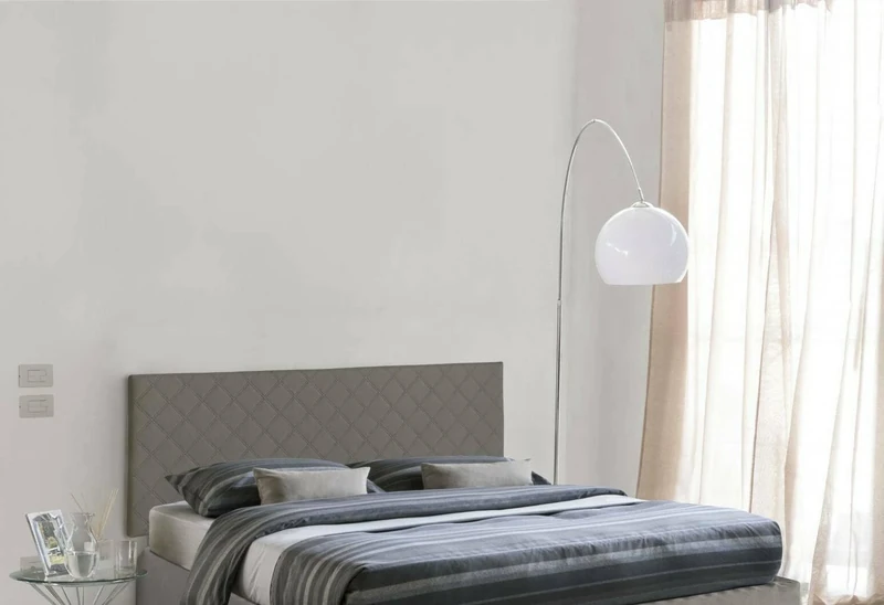 Talamo Italia - Bed headboard Cleopatra, Headboard in faux leather on the wall, 100% Made in Italy, suitable for double bed, Cm 170x60, Dove-gray