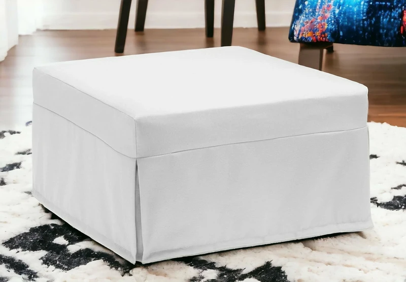 Talamo Italia - Folding bed Ancilla, Pouf convertible into single bed, 100% Made in Italy, Living room fabric pouf, 80x80h45 cm, White