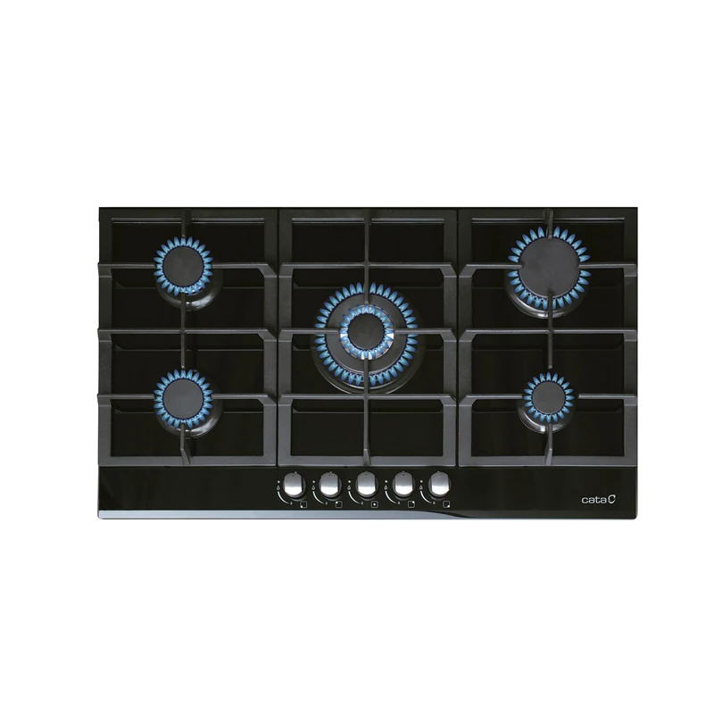 CATA Model LCI 9041 BK | 5 Burners Natural Gas | Width 87 cm | Electronic Ignition Built-in in The Monitor, 1750 W, Glass