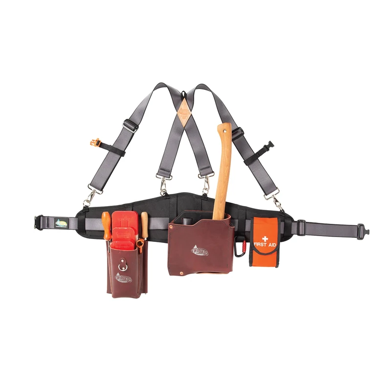 Weaver Arborist Leather Logging Belt Kit, Latigo Leather Tool Belt with Suspenders, Arborist Accessory, Women and Men’s Tool Belt for Waist Sizes 30”-52"