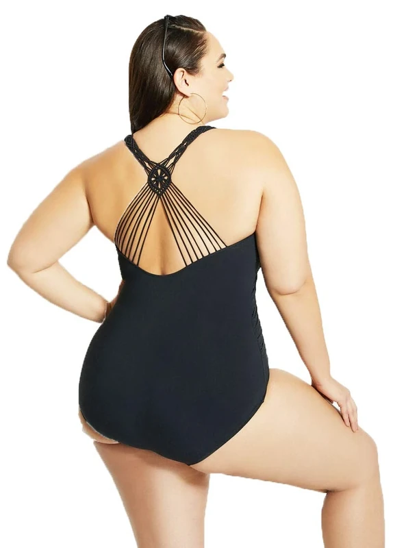 Profile by Gottex Crochet Back ONE-Piece Swimwear - Black - 20W