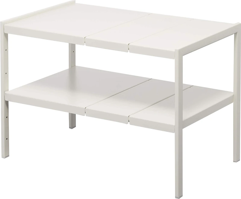 YAMAZAKI 4948 TOWER 2-Tiered Extendable Organizer, white, Steel, Minimalist, 50～85 x 30 x 35 cm