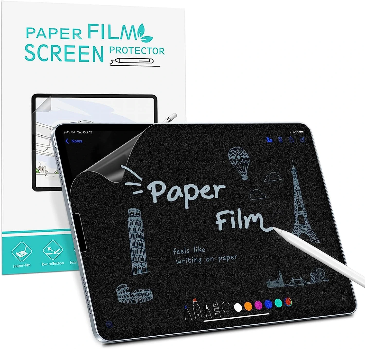 PYS Like Paper Screen Protector for iPad Air 4th 5th Generation 10.9 inch/iPad Pro 11 inch (2022 2021 2020 2018 Model) Anti Glare Anti Fingerprints Matte PET Film for Creative Work with Apple Pencil