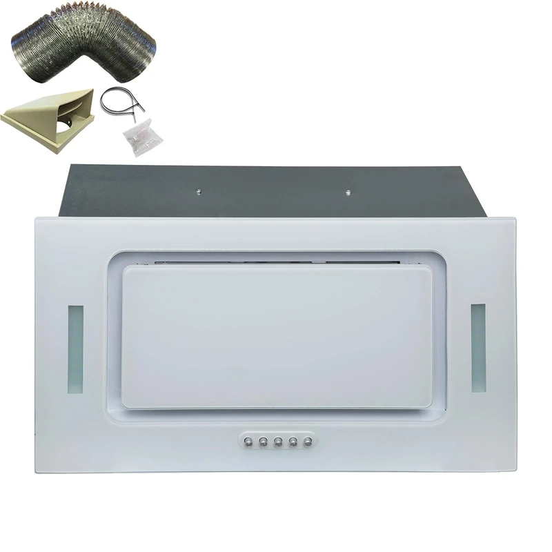 SIA UCG52WH 52cm White Glass Built In Cupboard Cooker Hood Extractor +3m Ducting