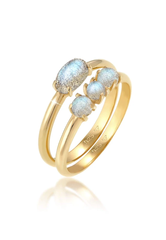 Elli Ring Women Ring Set Vintage Labradorite in 925 Sterling Silver