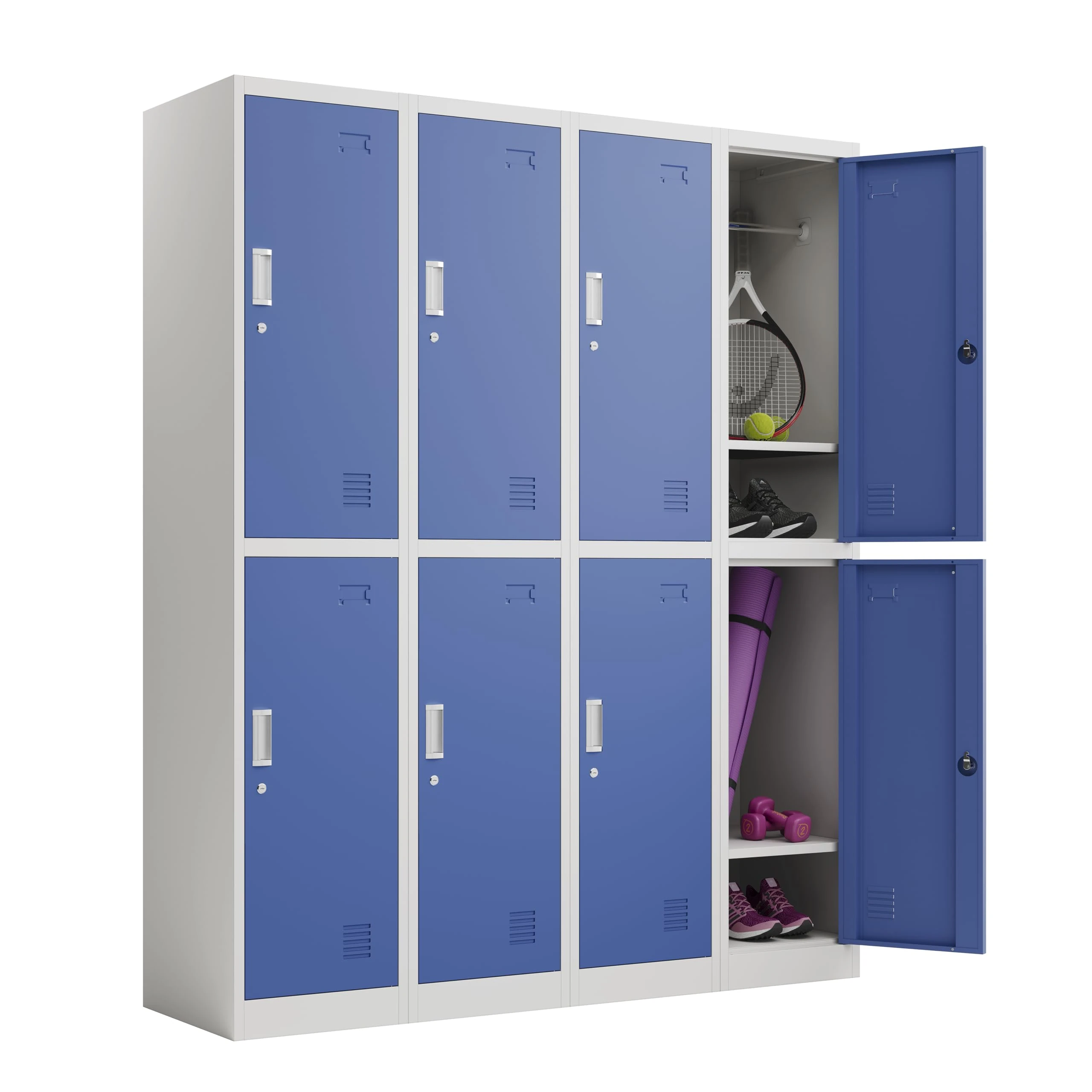 4 x 2 Door Metal Storage Lockers, Blue Free Next Working Day Delivery