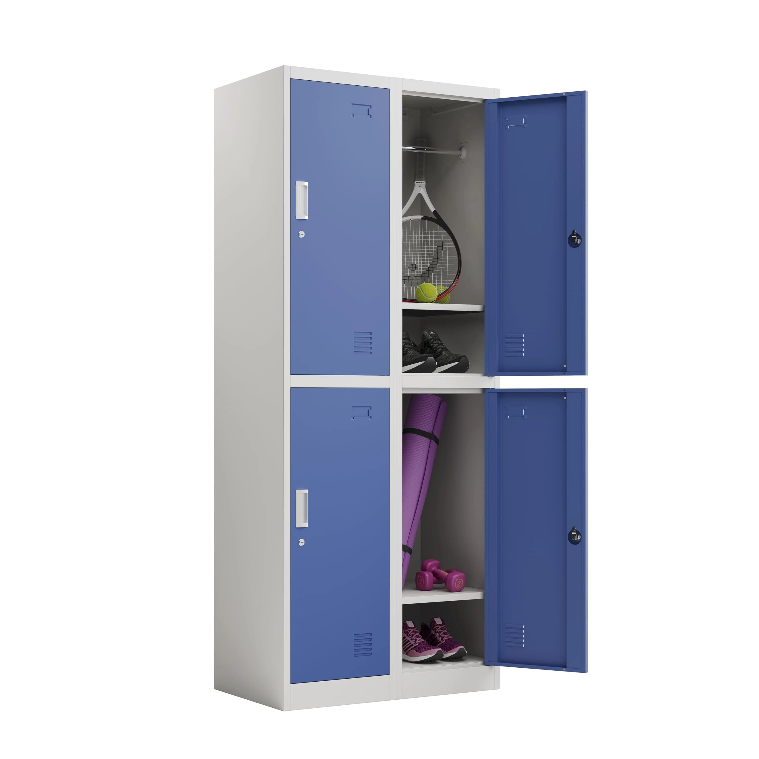 2 x 2 Door Metal Storage Lockers, Blue FREE Next Working Day Delivery