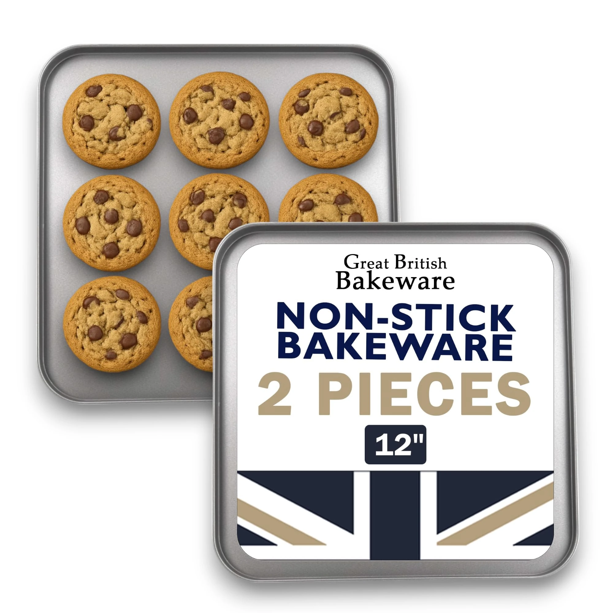 2X 31cm Square Oven Baking Tray, Superior Double Coated Non Stick, Made in England