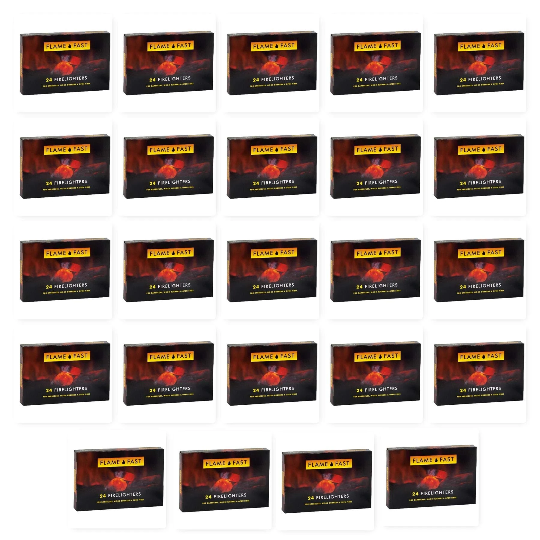 Flamefast Firelighters Starter Blocks, Quick Start, Eco Barbecue, Wood Burner, Open Fire - 24 Packs of 24 (576 firelighters)