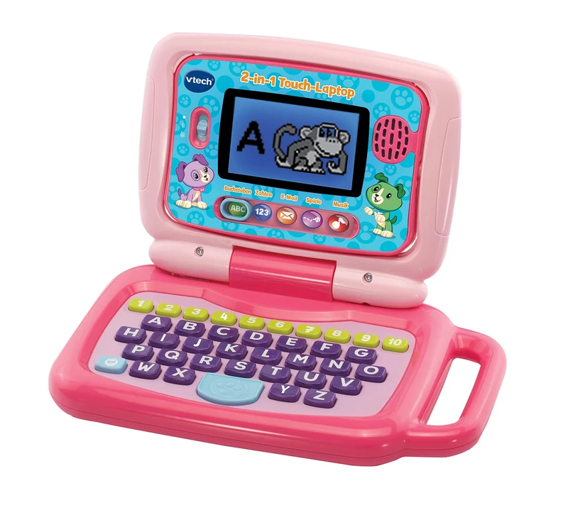 Vtech 80-600954 2-in-1 Touch Laptop Preschool Toy Pink, German Version