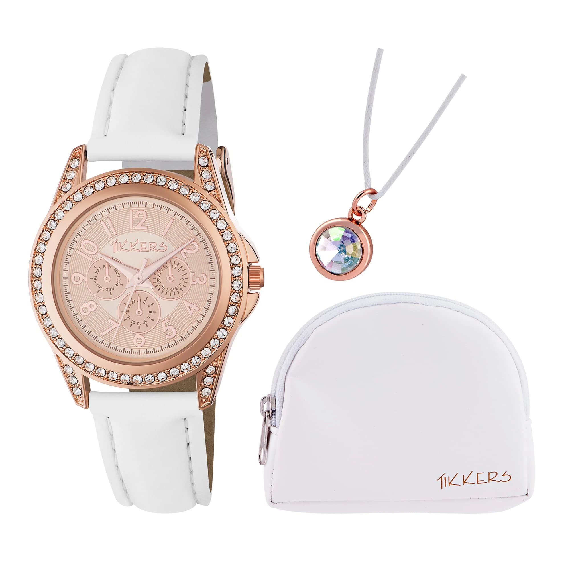WATCH Tikkers Rose Gold Girls Designer Style White Strap