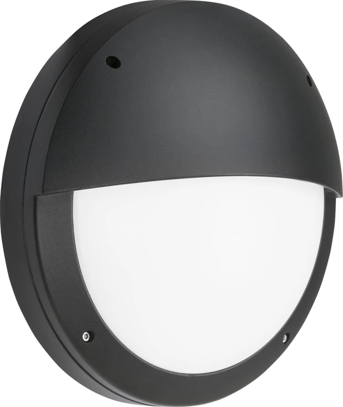 Knightsbridge Impact Resistant 230V IP65 18W LED Eyelid Bulkhead CCT with Daylight Sensor Black