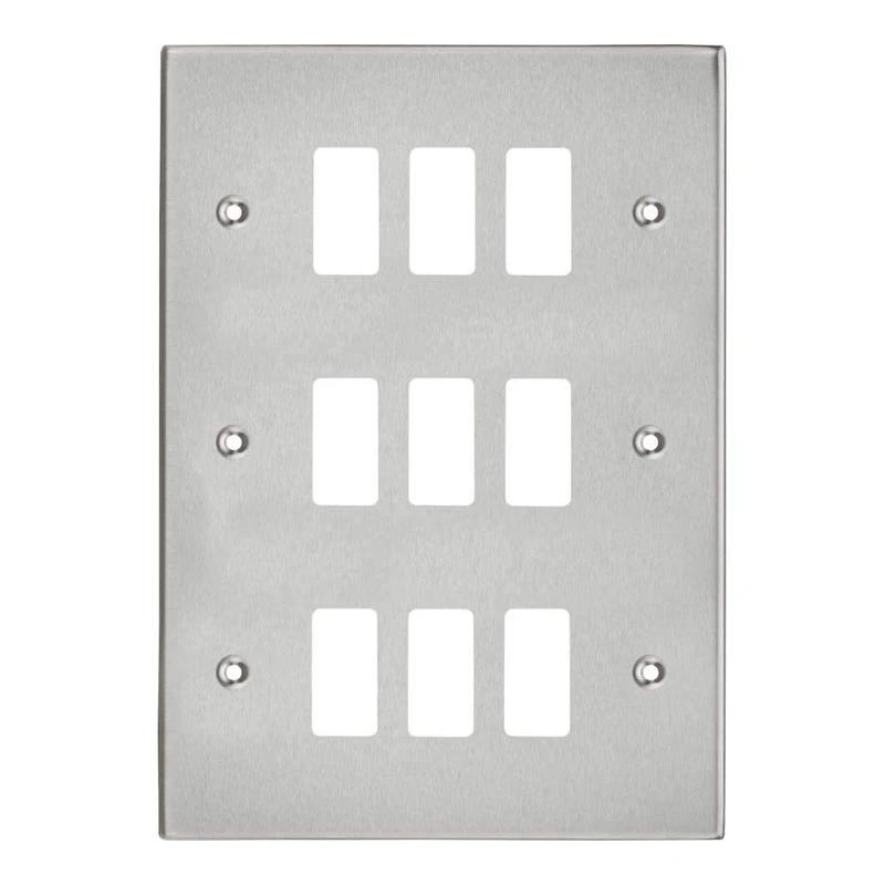 Knightsbridge GDCS9BC 9G Grid Faceplate, Square Edge, Brushed Chrome
