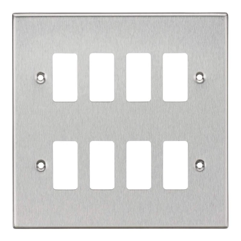 Knightsbridge GDCS8BC 8G Grid Faceplate, Square Edge, Brushed Chrome