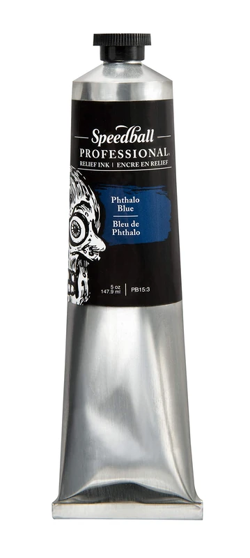 Speedball 5oz 140ml Professional Phthalo Blue, Water-Miscible, Oil-Based Printmaking Ink, Lightfast Pigments, for All Kinds of Relief Printing, Ideal for Lino Cutting, OSFA.