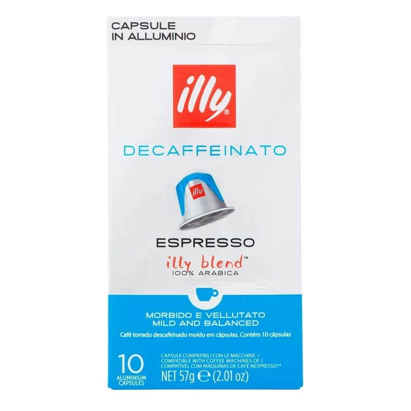 illy Coffee Nespresso Compatible Capsules, Decaf, Aluminium Coffee Capsules, Pack of 10