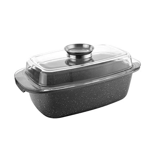 FLORINA Lava Aluminium Casserole Dish 4.5 L Rectangular with Glass Lid and Handles Oven Safe with Aromatizer Contains No PFOA, Cadmium-Free, Lead-Free, Ideal for All Hobs - Image 1