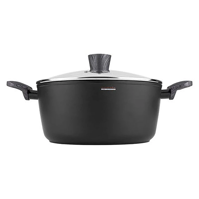 FLORINA Bono 1G0075 High Cooking Pot 24 cm Induction 4 litres Aluminium Full Induction Base Glass Lid Non-Stick Coating PFOA-Free Marble, Suitable for All Hob Types, Vitro Ceramic, Electric, Gas,